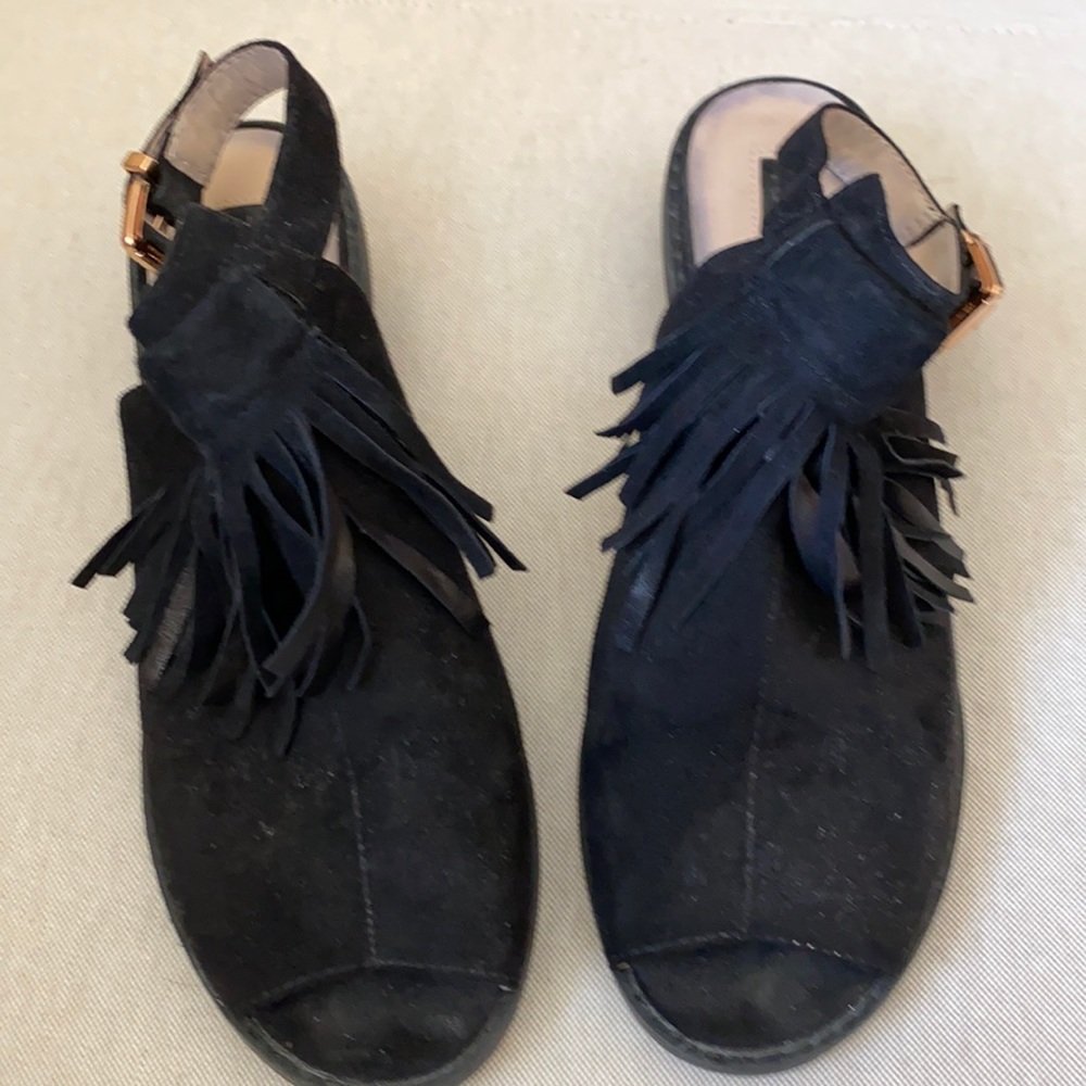 Suede open toe shoes